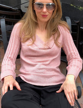 Load image into Gallery viewer, Draped Cowl Neck Pullover with Silver Blend