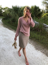 Load image into Gallery viewer, Draped Cowl Neck Pullover with Silver Blend