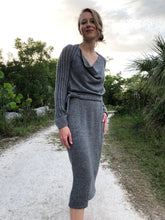 Load image into Gallery viewer, Draped Cowl Neck Dress with Silver Blend