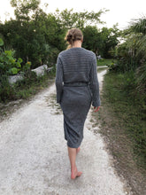 Load image into Gallery viewer, Draped Cowl Neck Dress with Silver Blend