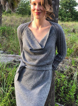 Load image into Gallery viewer, Draped Cowl Neck Dress with Silver Blend