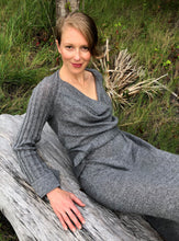 Load image into Gallery viewer, Draped Cowl Neck Dress with Silver Blend