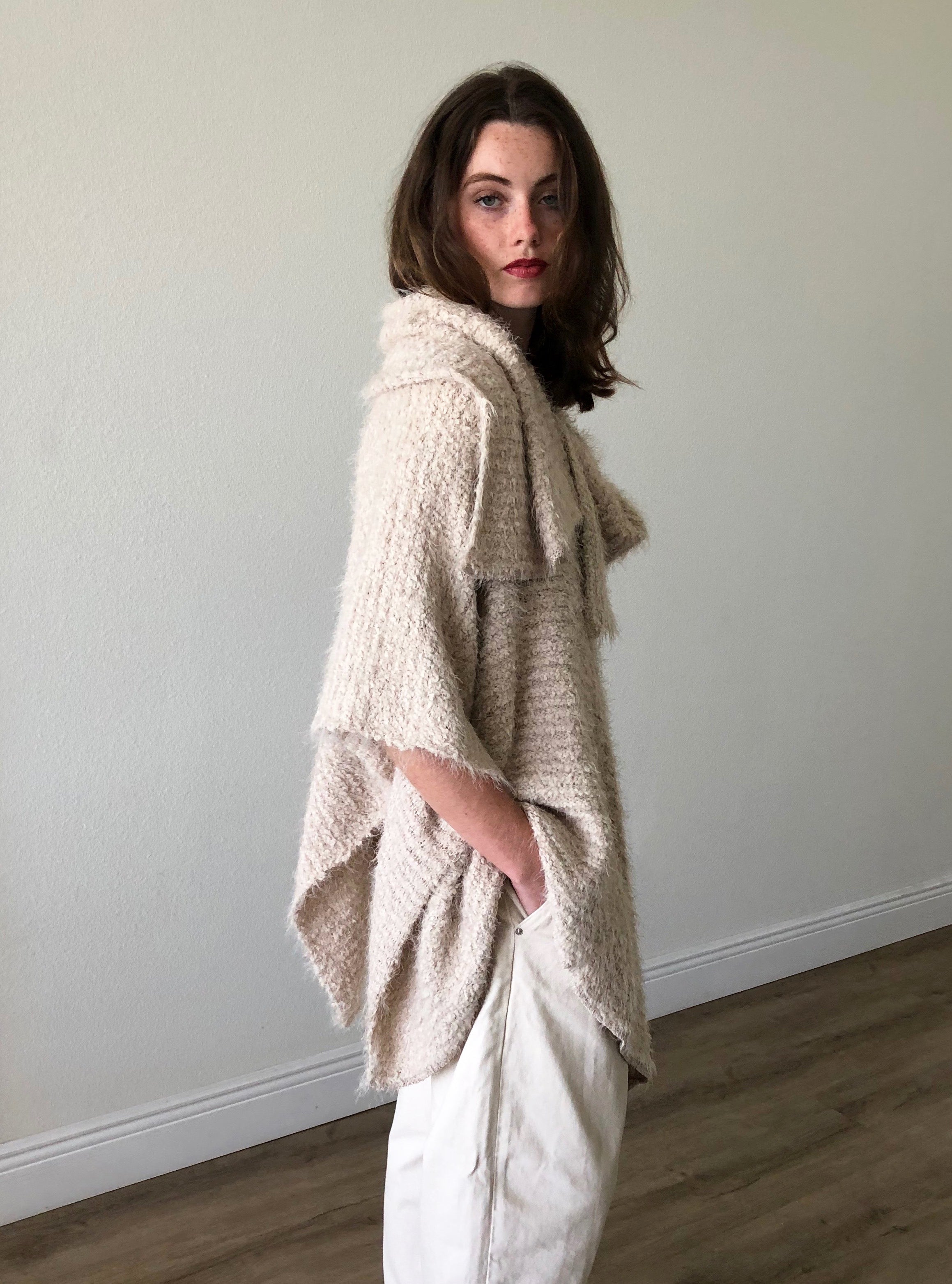 Oversized Collar Asymmetrical Poncho