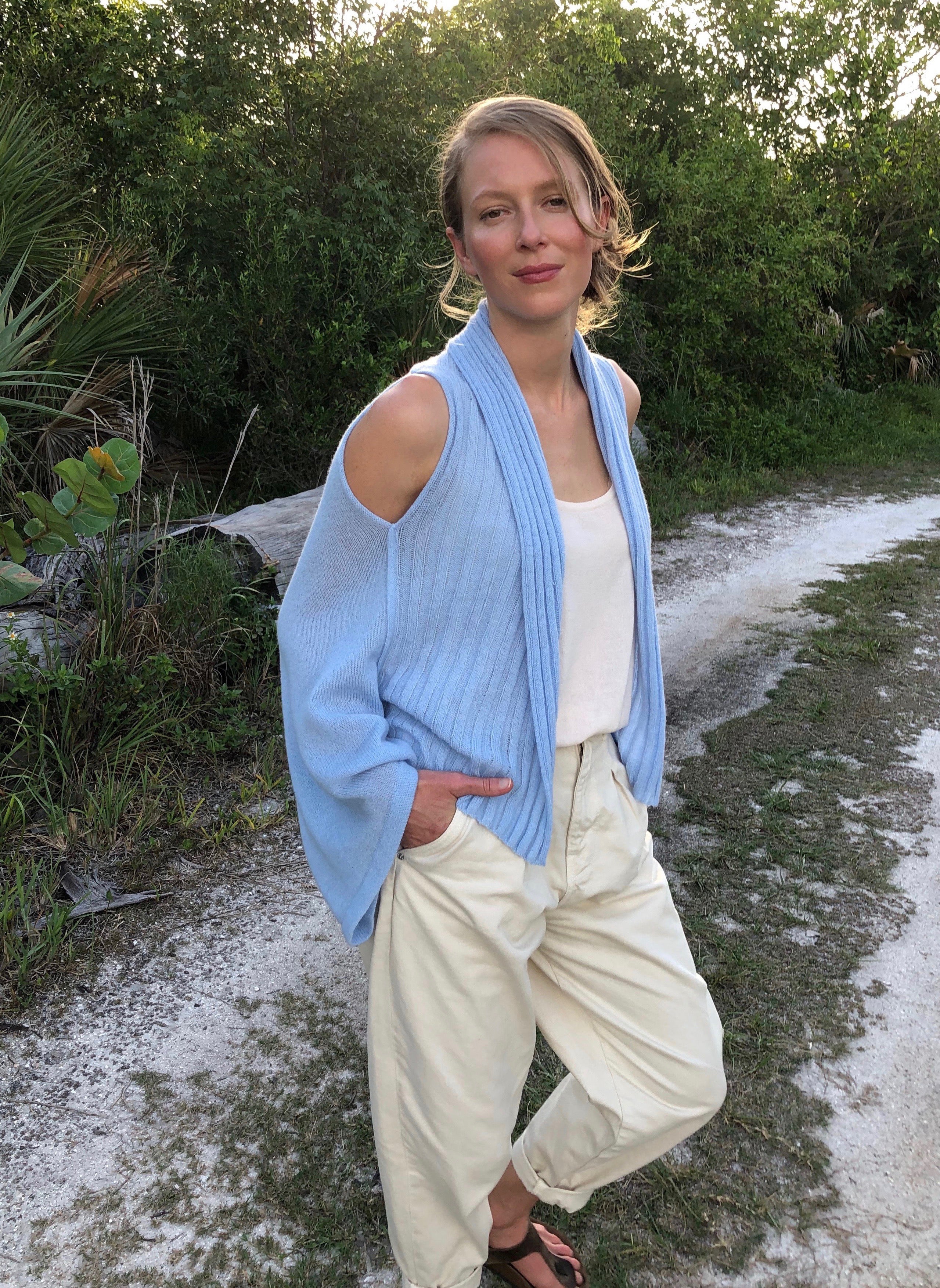 Open Shoulder Kimono Sleeve Cardigan – Andrea Mihalyffy Cashmere