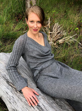 Load image into Gallery viewer, Draped Cowl Neck Dress with Silver Blend
